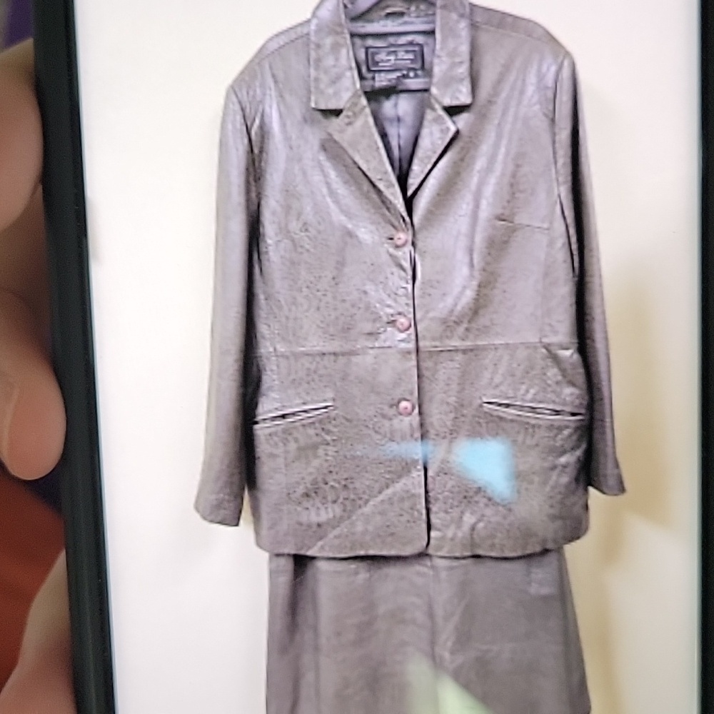 Terry Lewis Genuine Leather Jacket and Skirt SET